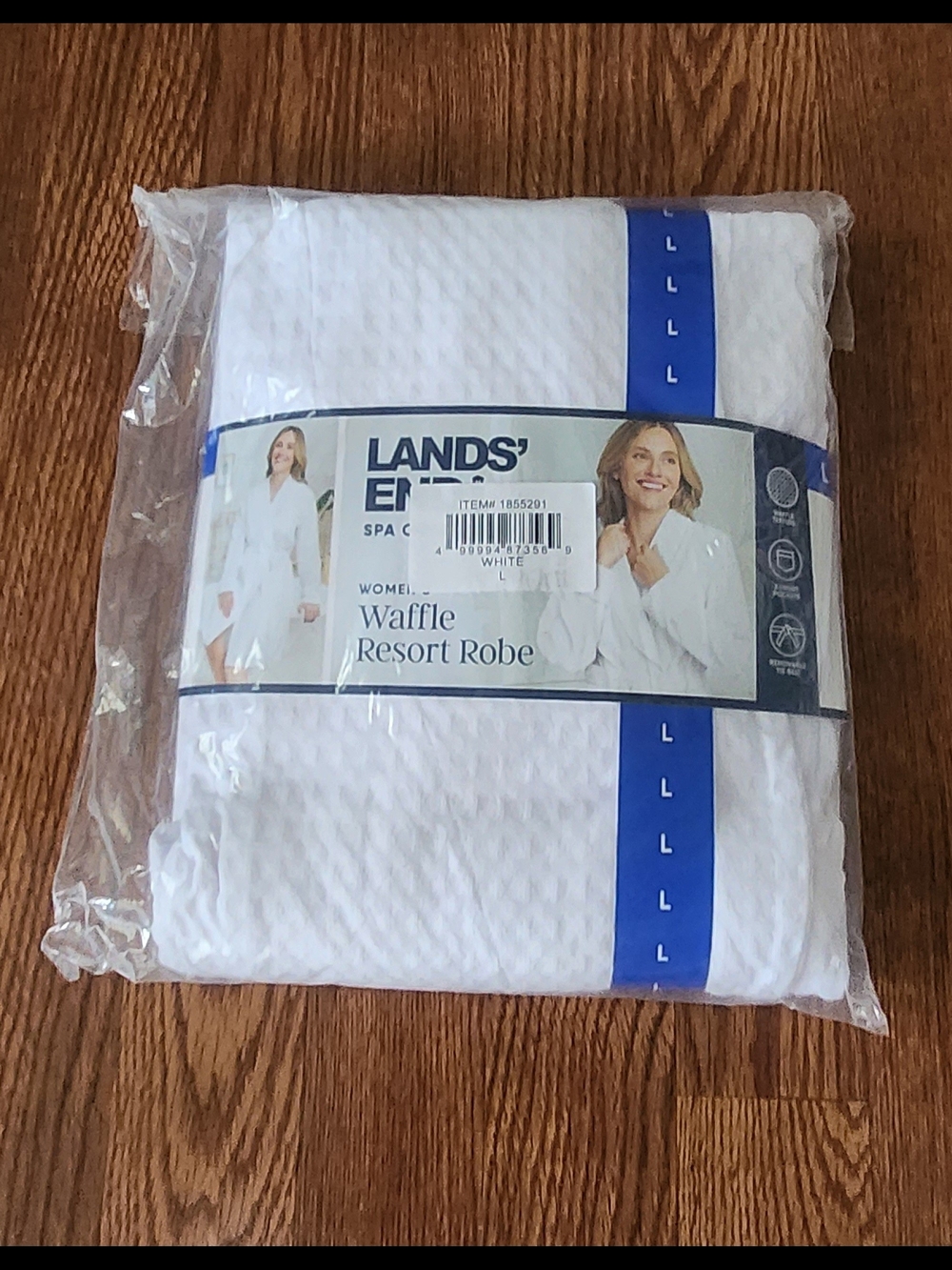 Lands' End White Waffle Weave Robe